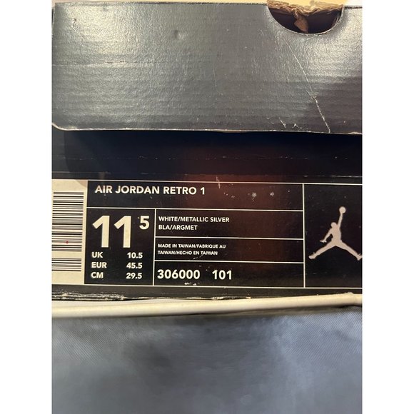 Jordan 1 Retro White Chrome (2002) Men's 306000 101 Size 11.5 **Like New** - Picture 9 of 9